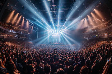 A big crowd of people were having fun at the concert - obrazy, fototapety, plakaty