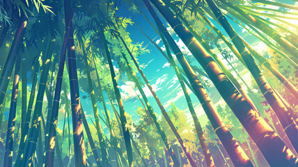 Obraz premium many bamboo trees with few leaves. beautiful colored background