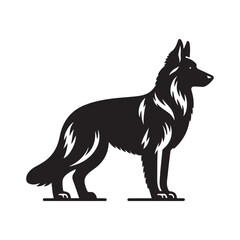 German Shepherd Profile Silhouette Vector - Minimalistic Side View in Black and White