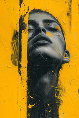 Abstract Yellow Elegance Brush Portrait 
