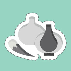 Sticker line cut Raw Mater. related to Cooking symbol. simple design editable. simple illustration