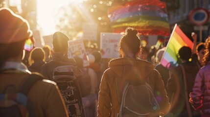 A Unified Display of Solidarity: Passion and Diversity at a Peaceful Protest - obrazy, fototapety, plakaty