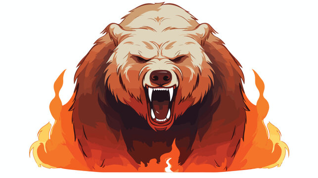 warm gradient line drawing of a angry bear