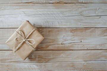 Fototapeta na wymiar A beautifully wrapped simple gift box placed on a plain