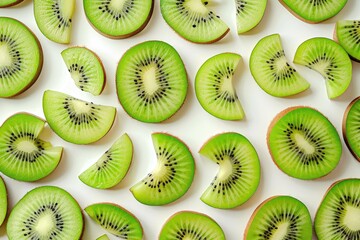 Fototapeta premium A creative arrangement of kiwi slices forming an abstract pattern