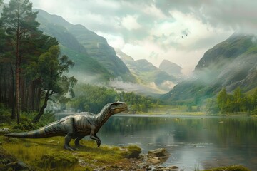 A hidden valley where dinosaurs still roam coexisting with dragons and other mythical beasts