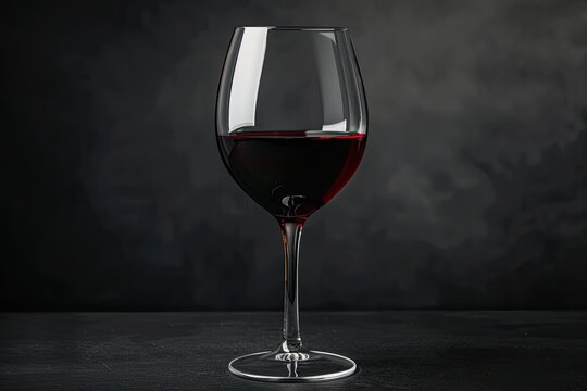 A single elegant wine glass filled with red wine