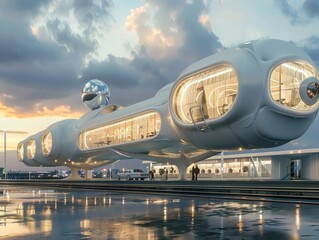 A corporate headquarters designed to look like a space station symbolizing innovation