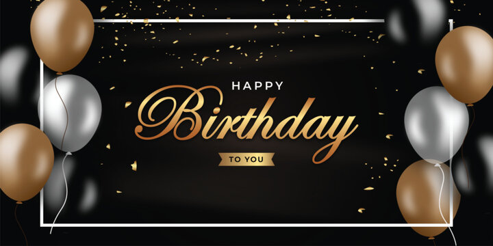 Happy birthday celebration banner background with realistic balloons party decoration