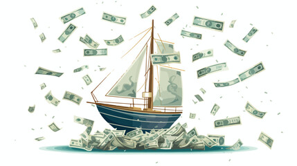 Yacht composition of dollar symbols 