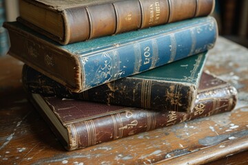 Antique books. Open ancient library. Generate Ai