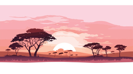 Fototapeta na wymiar Abstract savanna landscape illustration vector natur