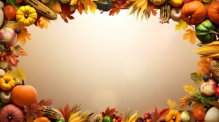Autumn background with pumpkins and leaves, copy space for text