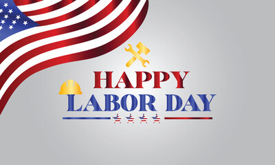 Happy Labour day stylish text with usa flag illustration design