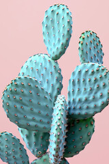 Close-up of cactus in pastel colors, generative ai