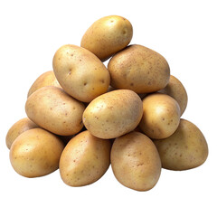 A pile of raw potatoes. Potatoes on a white background.