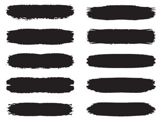 Brush strokes. Vector paintbrush set. Ink painting. Set collection. Vector illustration.