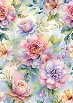 Watercolor wallpaper with flowers