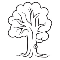 Tree outline coloring page hand drawn tree outline