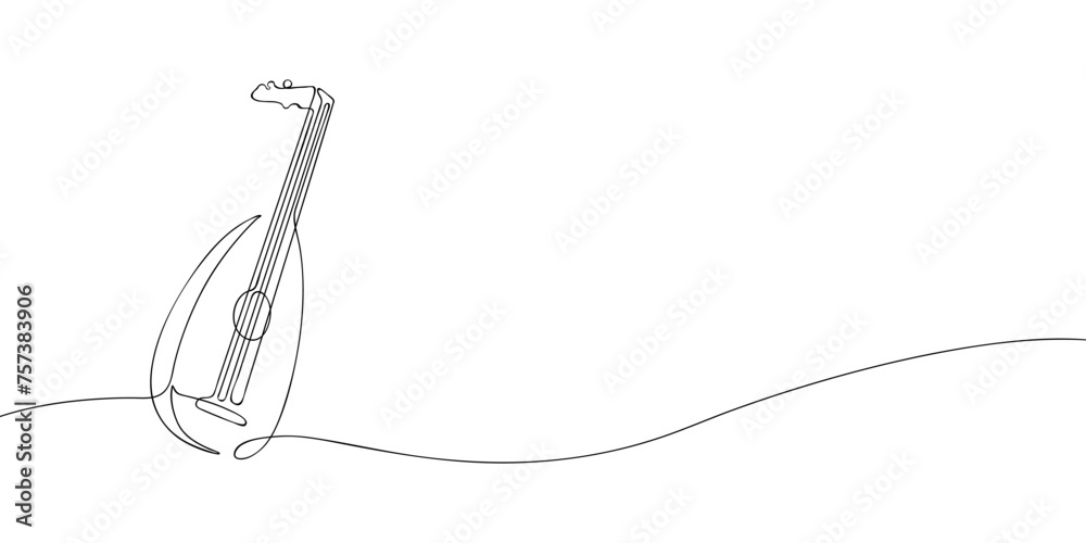 Wall mural a single line drawing of a lute. continuous line lute icon. one line icon. vector illustration