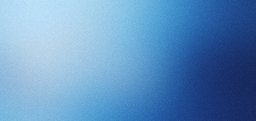 Blue grainy gradient noisy background, light to dark azure sapphire cerulean denim blue smooth noise texture banner backdrop design