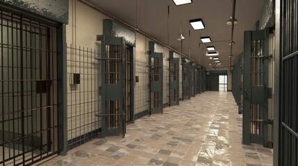 concept of a prison with new cells
