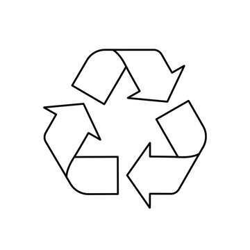 recyclable symbol, black line, editable stroke, recycle and zero waste concept, vector illustration