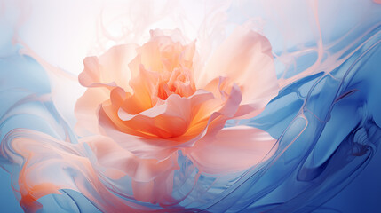 Abstract salmon colored dreamy rose with flowing swirls for background purposes - 757386595
