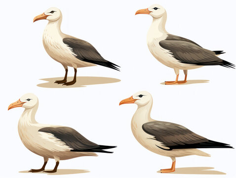 Albatross collection set isolated on transparent background, transparency image, removed background