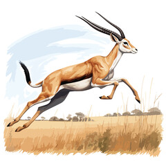 A graceful gazelle leaping through the tall grass 