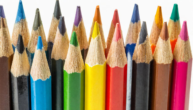 Close-up of color pencils for drawing. Back to school concept.
