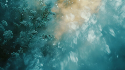 background.A flower in a blue haze - obrazy, fototapety, plakaty