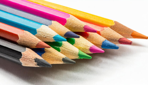 Close-up of color pencils for drawing. Back to school concept.