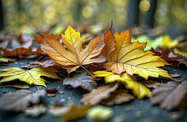Autumn leaves decoration background fall seasonal theme concept
