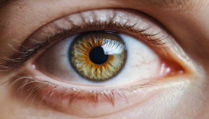 Close-up of a striking human eye with detailed iris Generative AI image