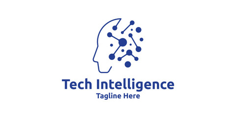 modern technology intelligence logo design, logo design template, symbol, icon, creative idea.