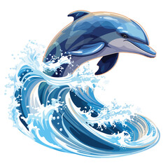 A playful dolphin leaping out of ocean waves. 