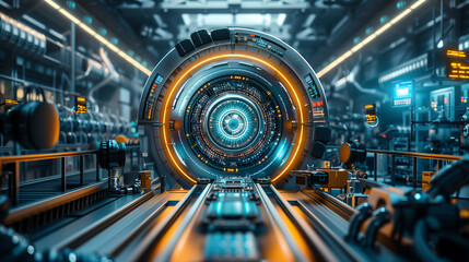 Obraz premium A futuristic factory - technology background