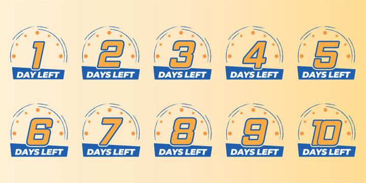 Countdown number day set vector clipart