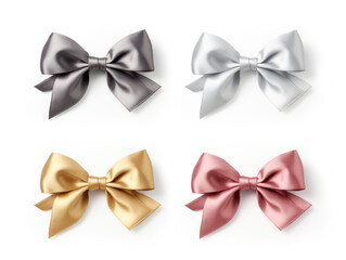 ribbon bow collection set isolated on transparent background, transparency image, removed background