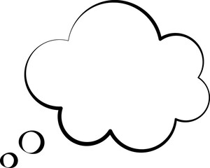 Trendy think bubble in flat style. Think bubble isolated on white background. Cloud line art. Vector.
