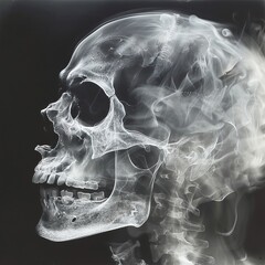 skull turning into smoke x-ray