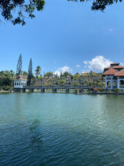 Fototapeta premium Temple complex with lake and park in Bali