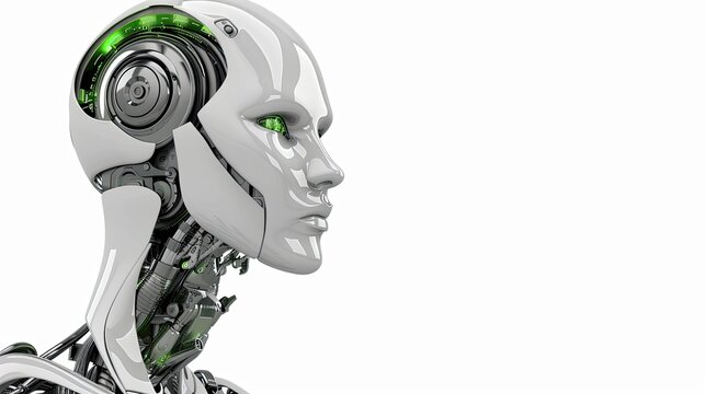 Futuristic female android profile view