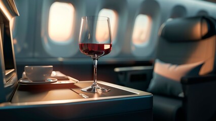 Glass of wine on the flight