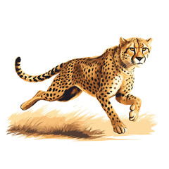 A sleek cheetah sprinting across the African savannah