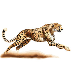 A sleek cheetah sprinting across the savannah at full