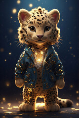 tiger cub on the moon light