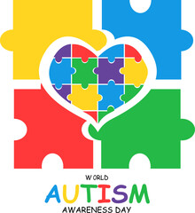 World autism awareness day poster background. Puzzle love concept illustration design