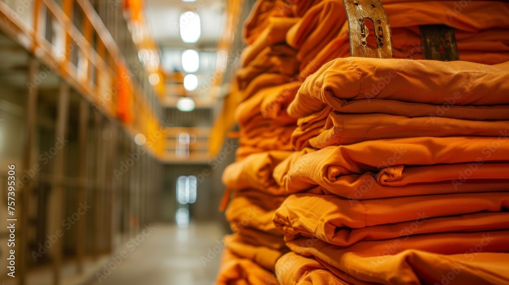 Canvas Prints washed orange folded prison suit